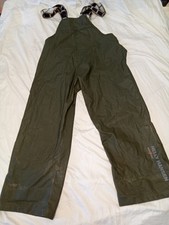 Helly Hanson Forest Army Green PVC Waterproof Fishing Overalls Bibs SIZE XL