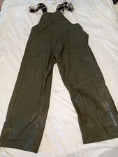 Helly Hanson Forest Army Green PVC Waterproof Fishing Overalls Bibs SIZE XL 
