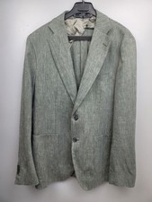 Boggi Milano Wool Linen 2 Btn Blazer Jacket Green Mens SIze 52 IT