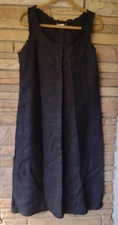 Harve Benard Black  Linen Dress Made in Belarus Minimalist 1990s Size 8 M/L