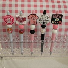 Set 5 Precious Nurse Beaded Pens Handmade 5 Free Refills