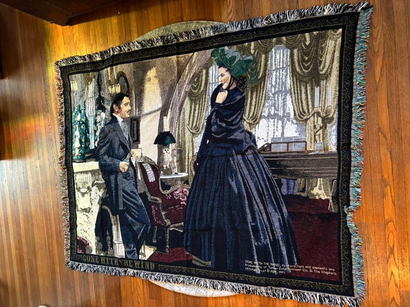 Gone With The Wind Scarlett O'Hara Paris Hat Tapestry Throw Blanket 50" x 64.25"