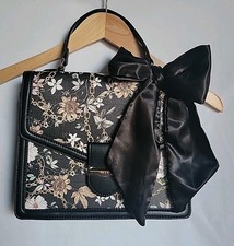 ALDO Black Floral Handbag Purse With Shoulder Strap & Scarf Brand New 