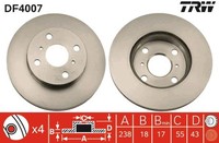 2X TRW Bremsscheibe DF4007 FüR Toyota Paseo Starlet EP80_ EP80R EP91_ EP91R 12V
