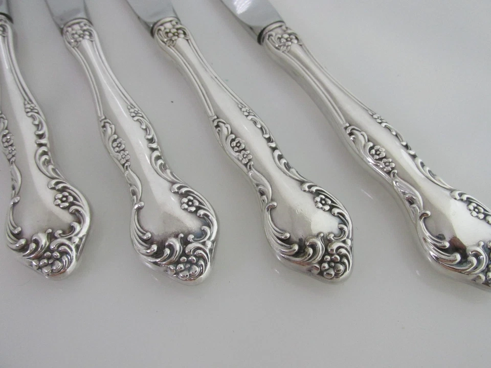 4 Reed & Barton WISTERIA Silverplate 1966 Silverware Flatware Steak Knives - Image 2 of 4