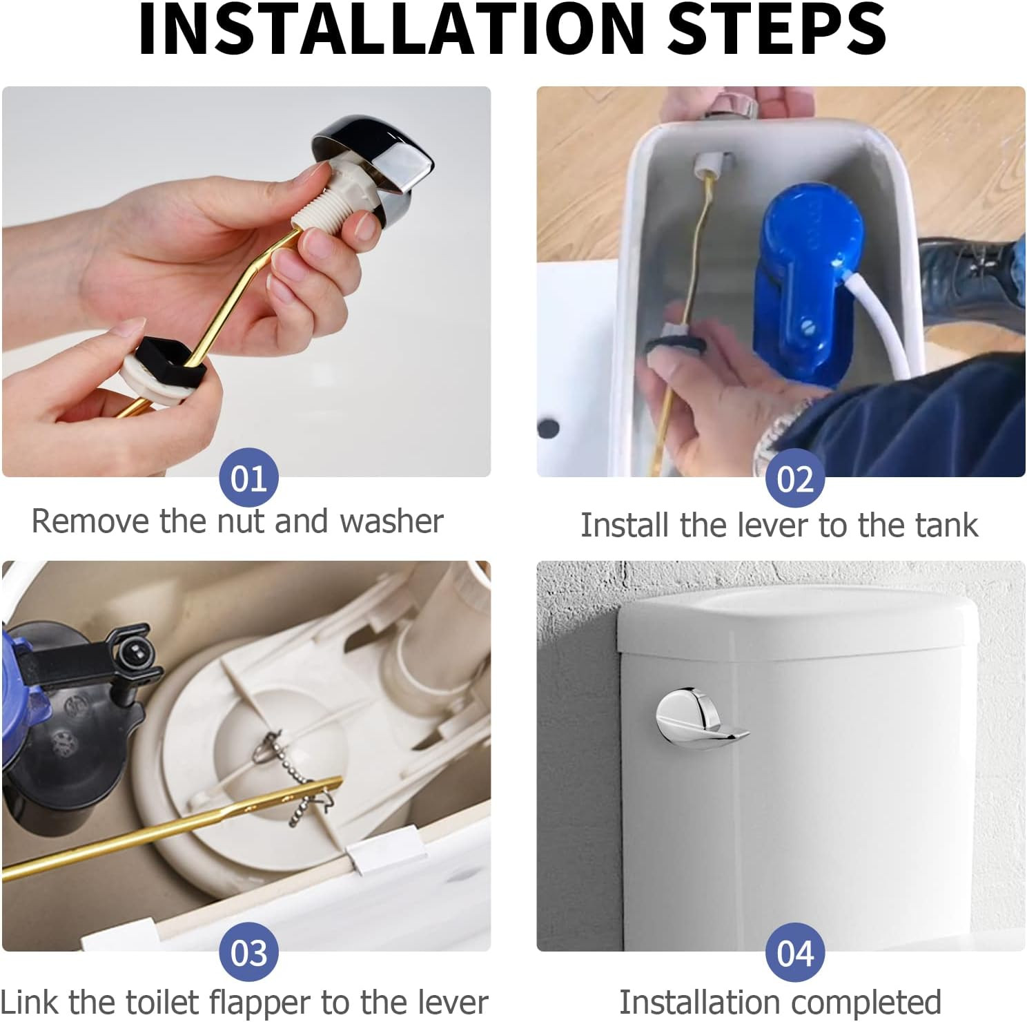 Ullnosoo for TOTO Toilet Handle Replacement Parts Kit, Universal THU068#CP Side 