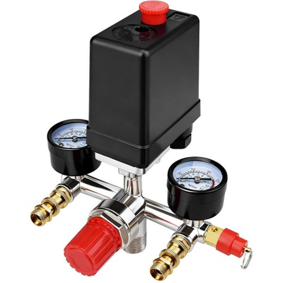 #ad Air Compressor Pressure Control Switch Valve Pressure gauge Manifold Regulator $21.54