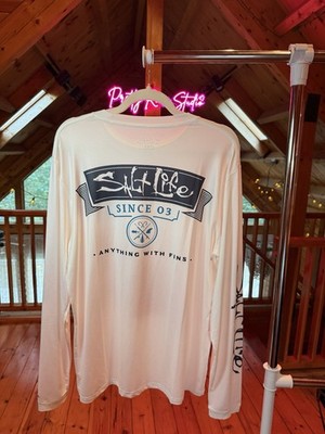 Salt Life Performance Men's M Shirt Top White UV 30 NEW no Tags Sun Gear #189