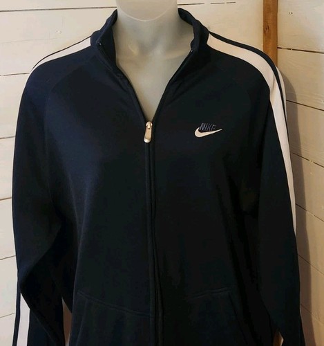 Nike Sportjacke Herren Größe 2XL blau weiß durchgehender Reißverschluss Track Pullover Taschen - Bild 2 von 5