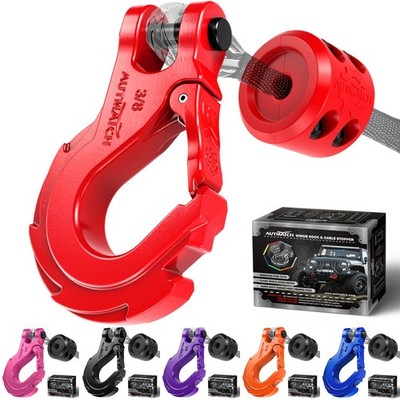 AUTMATCH Forged Steel 3/8'' Winch Hook with Safety Latch 39600Lb for Off-Road