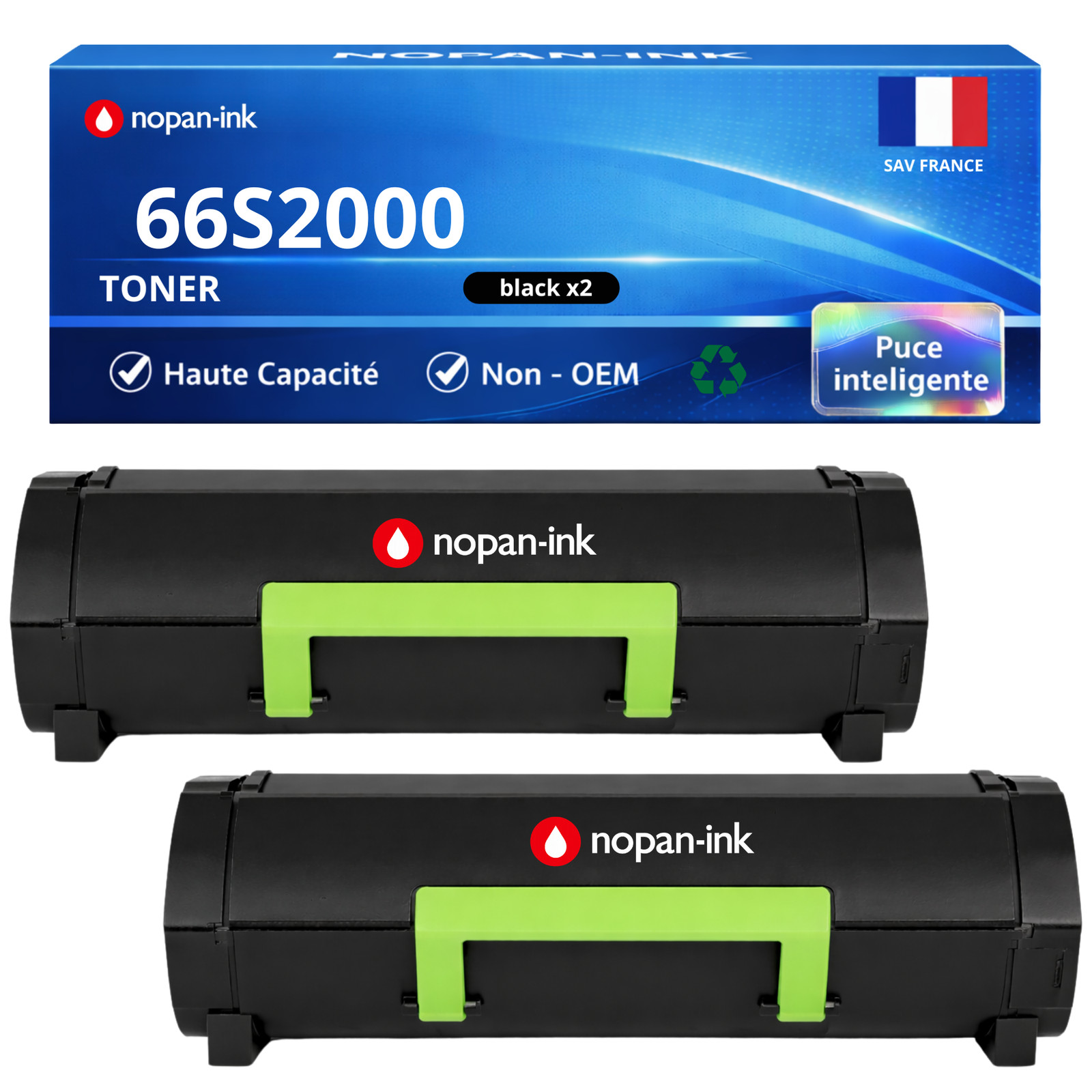 Toner Lexmark 66S2000 noir à haute capacité 5000 pages pour texte net lot de 2