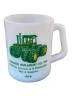VTG 1974 JOHN DEERE TRACTOR MANSON IMPLEMENT CO IOWA ADV MILK GLASS CUP