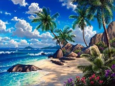 Diamond Art Kits for Adults Beach, DIY 5D 12x16 inches, KM752-1