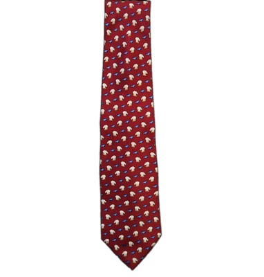 BROOKS BROTHERS POLAR BEAR & SEAL DESIGN RED SILK NECK TIE