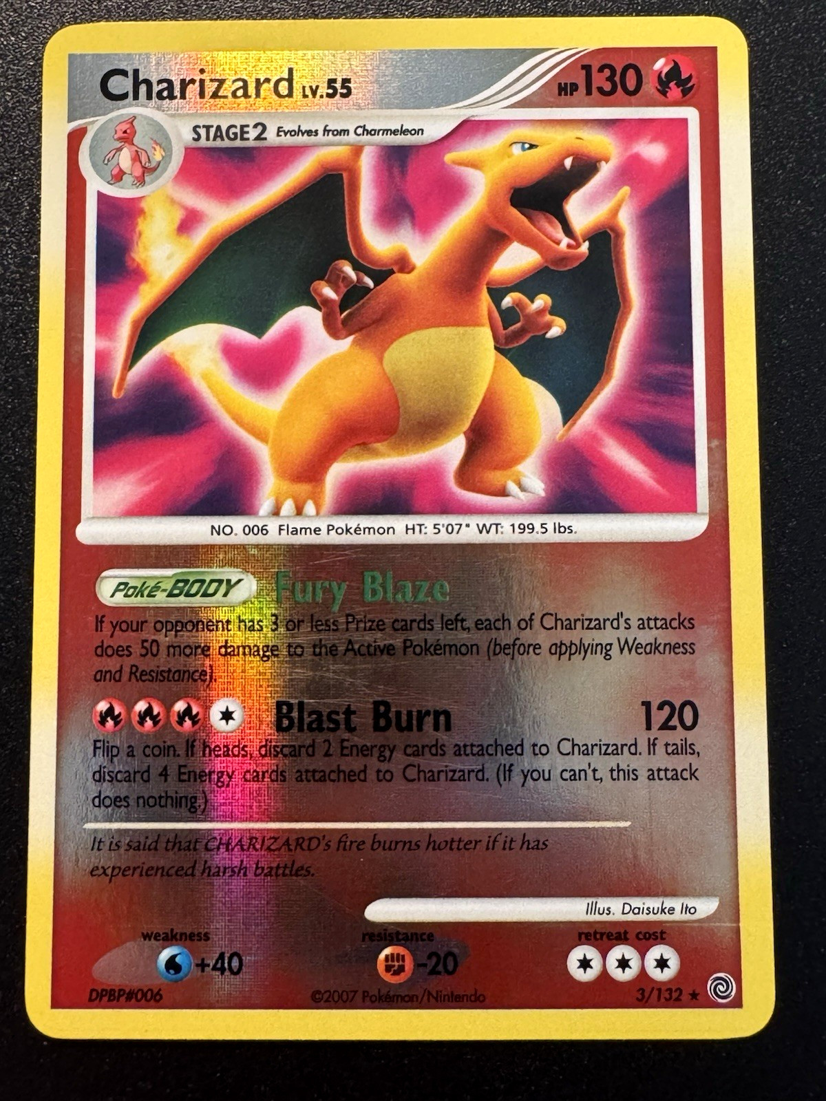 Charizard 3/132 D&P Secret Wonders Pokemon Card Reverse Holo Foil Rare LP