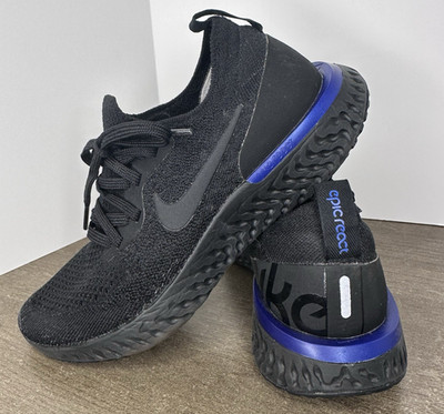 Nike Epic React Flyknit Black Blue sneaker shoes Womens s. 5 Running Gym Workout