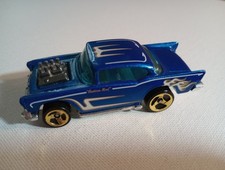 Hot Wheels Custom Rod Chevrolet Bel Air '57 Chevy Gold 3 Spoke Blue B387