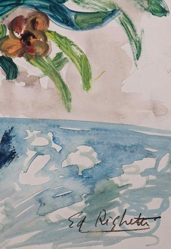 Edouard RIGHETTI - Peinture originale - Gouache - Bouquet - Imagen 2 de 4