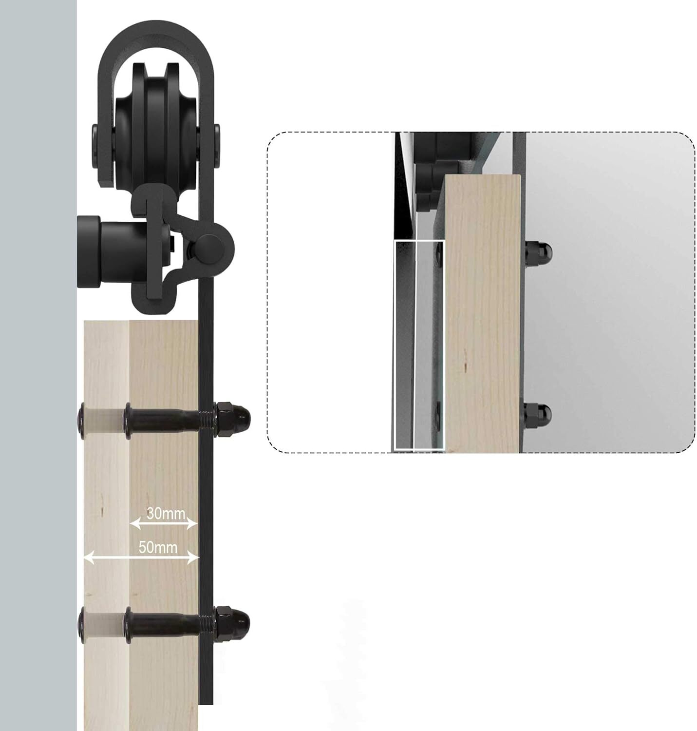 CCJH 5/6/6.6/8/10FT Sliding Barn Door Hardware Kit Track Closet for Wooden Door