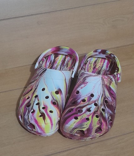 Crocs Sz 12 Pink White Yellow New - Picture 2 of 7
