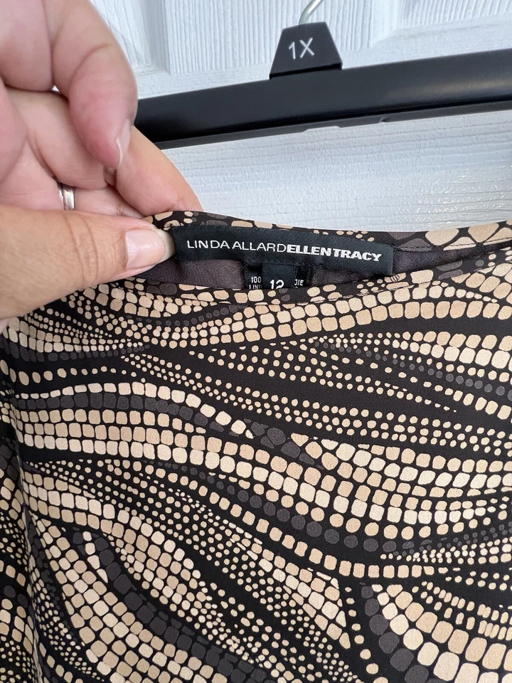 Linda Ballard ELLEN TRACY 100% Silk Patterned Skirt-Professional Dressy-12 - Image 3 of 4