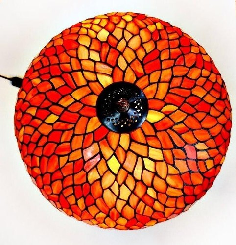 Tiffany Tischleuchte Schreibtischlampe orange Ø 40 cm Tischlampe m101 - Bild 6 von 11