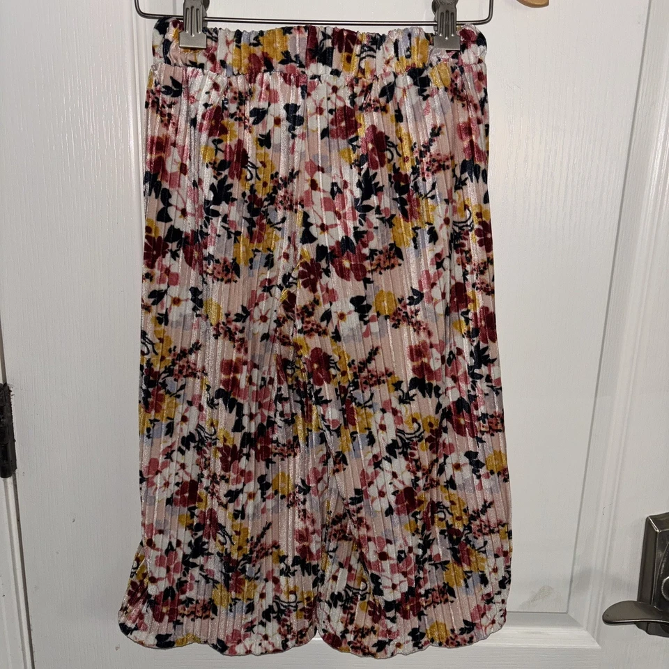 Janie и Jack девочек 5 широкая нога бархата плиссированные цветочный Palazzo брюки бутик - Изображение 4 из 4