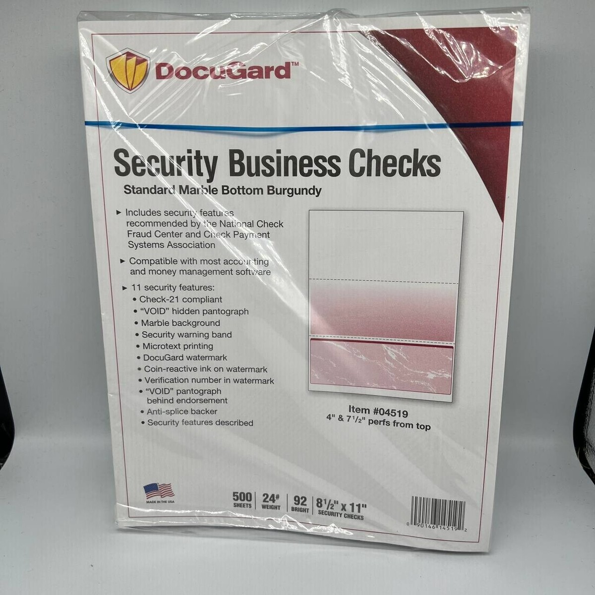 DocuGard Security Business Checks, 8.5x11 Inches, 24lb Stock, 500 