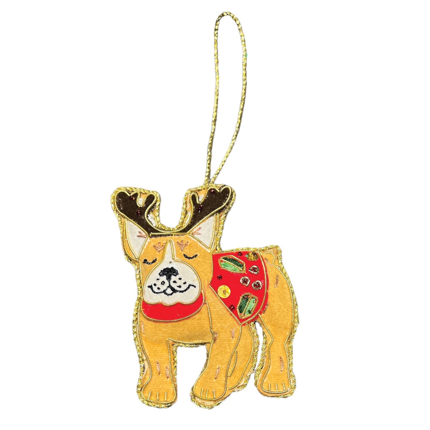 Equetech Beaded Embellished Velvet Christmas Decoration - French Bulldog Dog