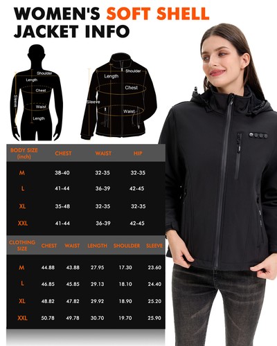ARRIS Women's Heated Jacket with Battery, Heated Coat with Detachable Hood - Picture 3 of 9