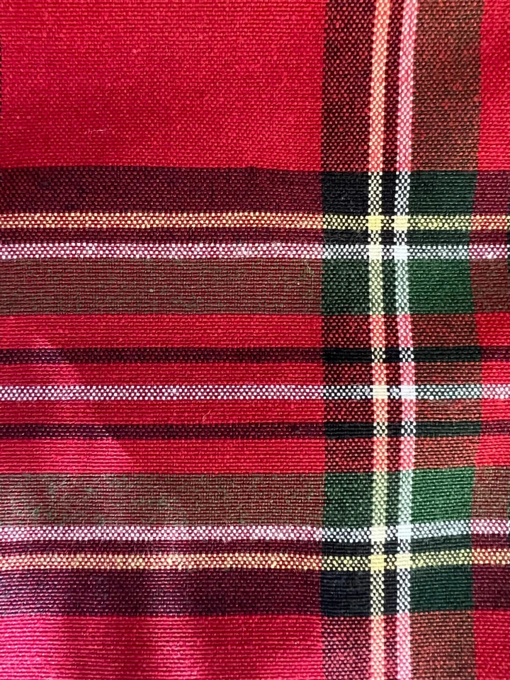 Table Runner red plaid classic green Christmas 14x74 fabric decor holiday tartan - Image 3 of 4
