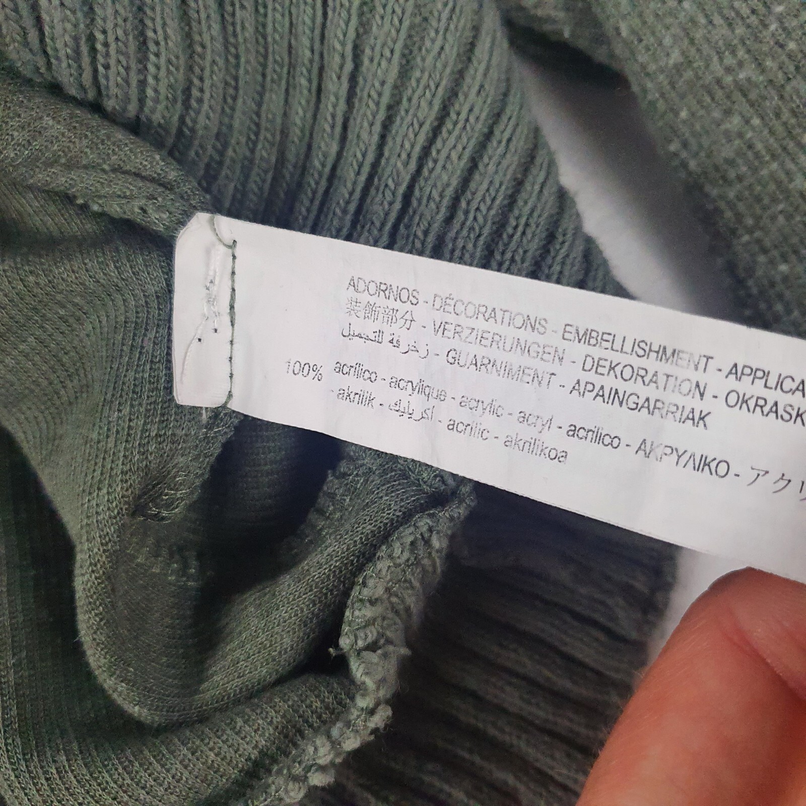 Zara Khaki Green/Grey Cropped Knit Jumper Long Sleeve Size UK S thumbnail 7