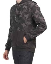 Karl Lagerfeld Men Camo Cotton Black Gray Hoodie Hooded Shirt Top Size L SALE