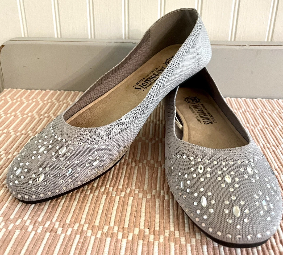 Harborsides Women s Comfort Memory Foam Gray Flat Ballet Shoes Sz
