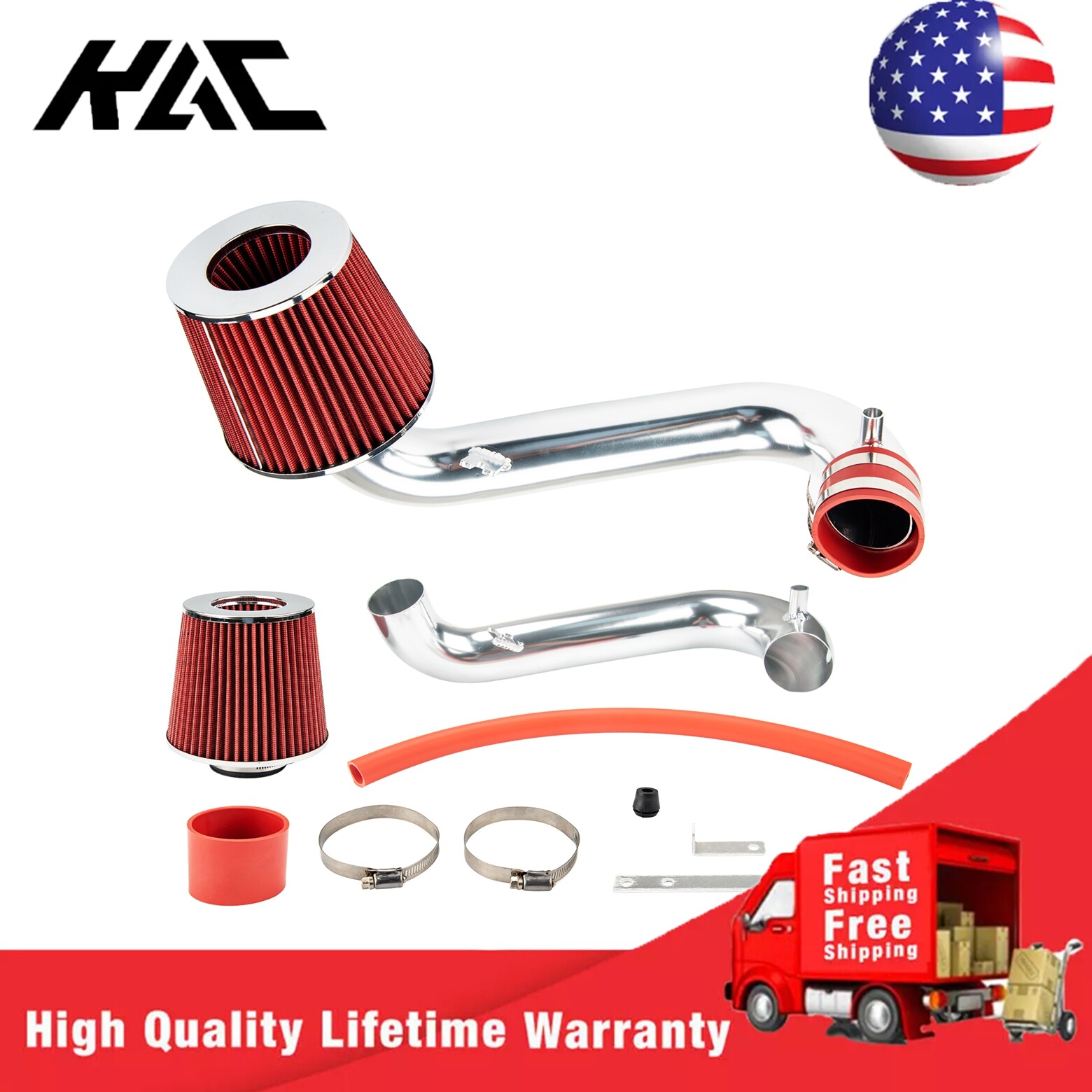 Cold Air Intake System + Red Filter For 2001-2005 Honda CIVIC DX/LX 1.7L L4