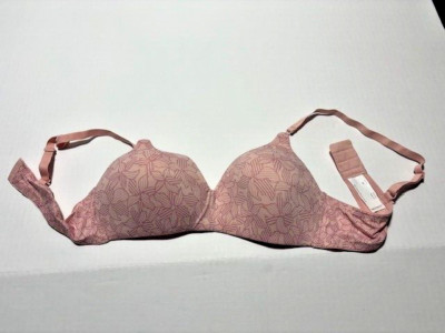 Warners Womens 36 B Pink Design  Bra No Underwire