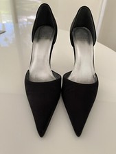 Stuart Weitzman Crystal Black Satin Pump Stiletto 6.5 m