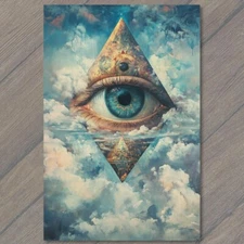 Art Print Cosmic Eye Pyramid Floating Above Clouds Mystical Dreamscape Spiritual