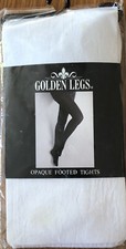 Golden Legs Nylon Opaque Footed Tights White 5  -5  10  . 100-180 Lbs.