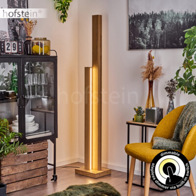 LED Wohn Schlaf Raum Beleuchtung Boden Steh Lampe Holz/weiß Steh Leuchte dimmbar