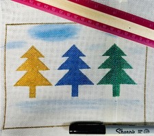 Handpainted Needlepoint Zweigart Canvas on 18m Glittered Christmas Trees