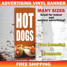 HOT DOGS Advertising Banner Vinyl Mesh Sign Street Food Sandwich Restaurant Bar