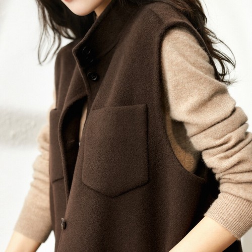 Donna Simil Lana Gilet Canottiera collo a Lupetto Monopetto Business Casual - Foto 5 di 14