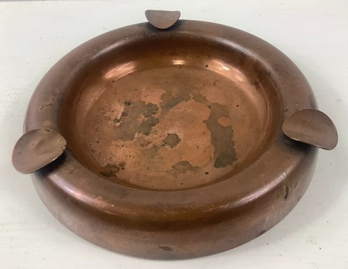 Vintage Solid Copper Hand Finish Ashtray Cigarette Cigar Tobacciana
