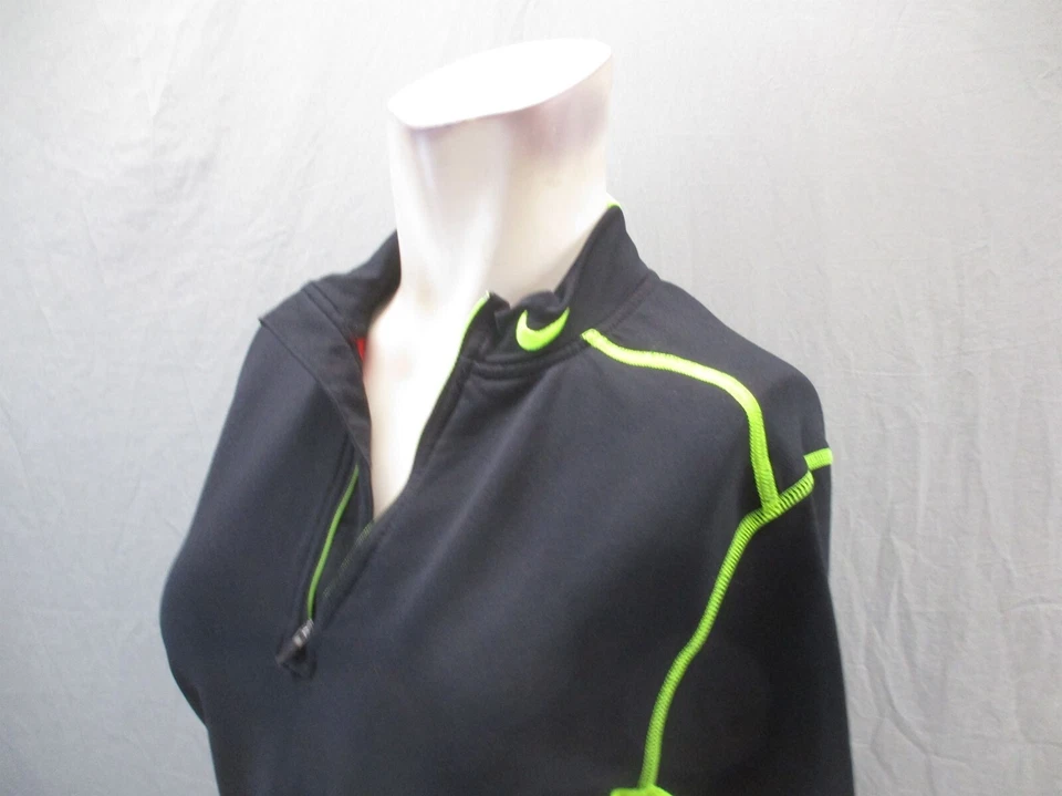 NIKE DRI-FIT HYPERWARM MAX Size M Womens Black 1/2 Zip Compression Pullover 582 Foto 4 de 4