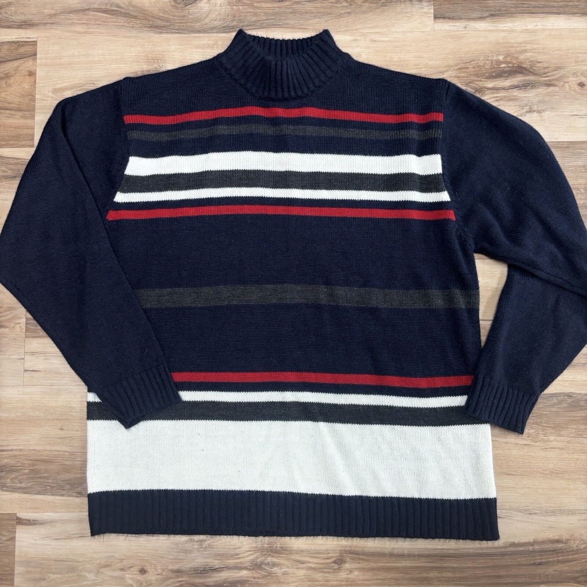 Bellini Collection Sweater Mens Large Mock Turtleneck Knit Navy