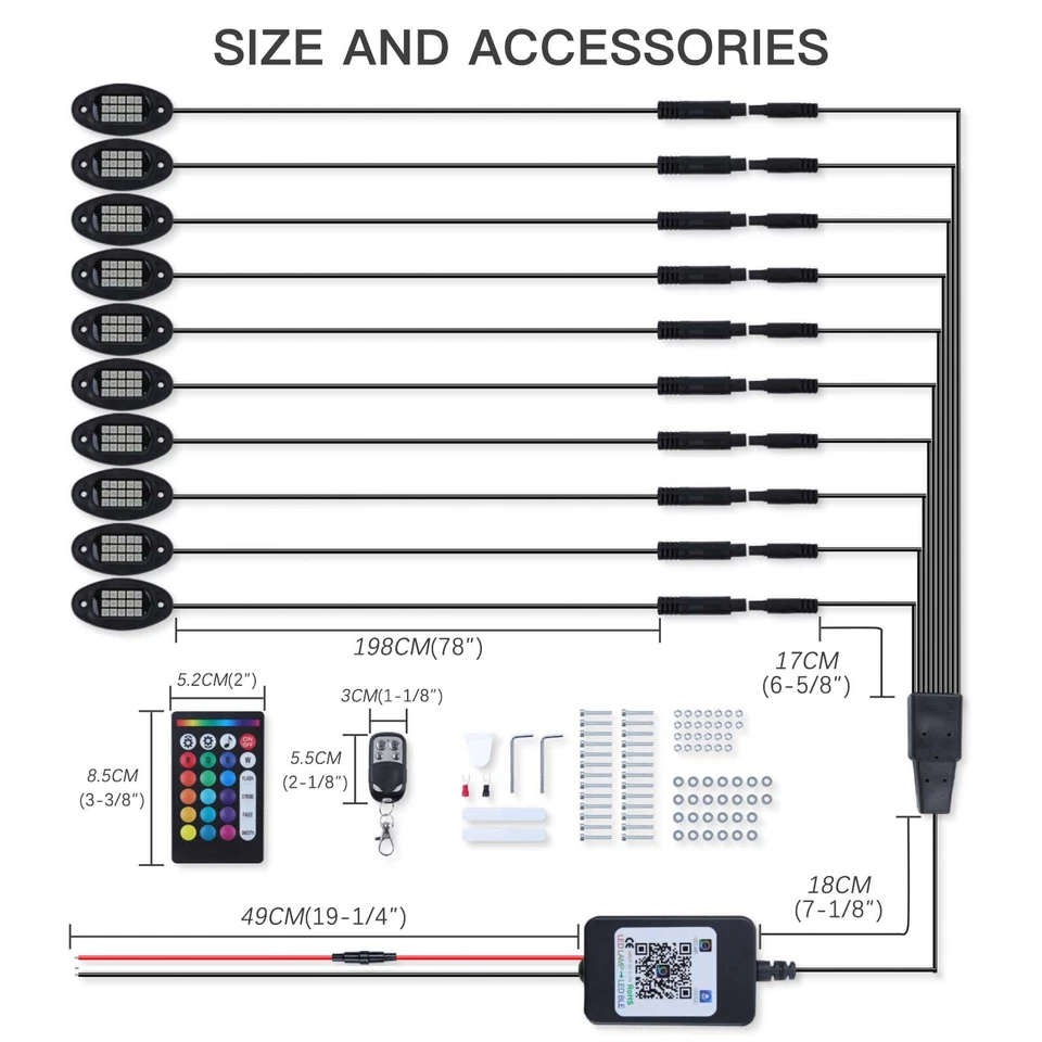 10 Pods RGB LED 摇滚灯霓虹灯适用于 Harley Road Street Glide 特别版 — 第 2/4 张图片