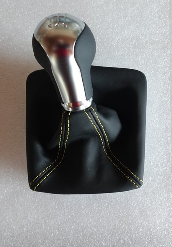 PORSCHE 991 911 R 981 CAYMAN 6 SPEED BLK LEATHER YELLOW STITCHING SHIFT KNOB - Picture 13 of 20