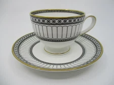 WEDGWOOD COLONNADE BLACK CUP & SAUCER  - 2 1/2" x 3 1/4"  0604E