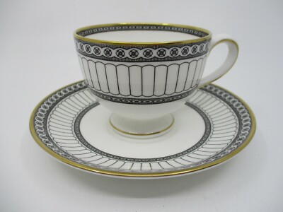 WEDGWOOD COLONNADE BLACK CUP & SAUCER  - 2 1/2'' x 3 1/4''  0604E